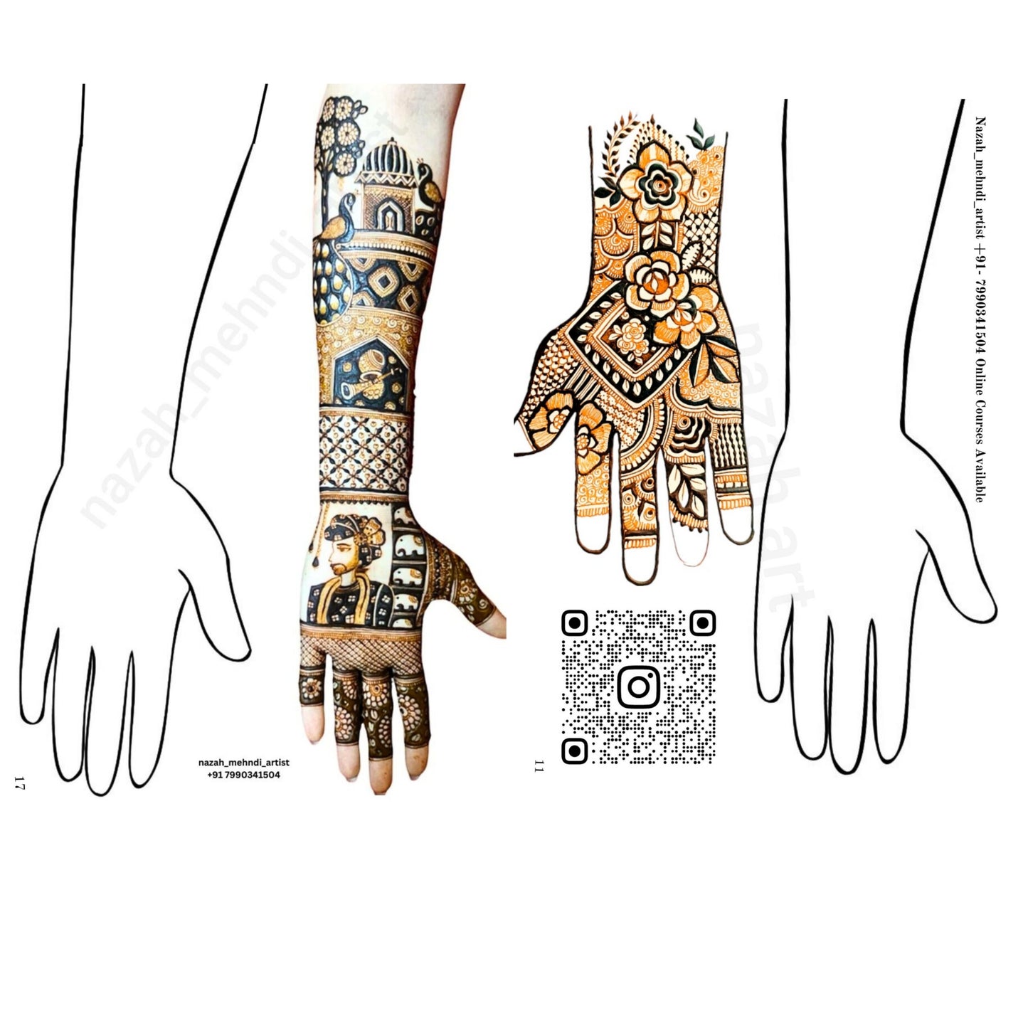 Mehndi Practice Book for Beginners | Reusable Book Buy One Get One Free with Henna powder – 10000x Times Perfect Paperback