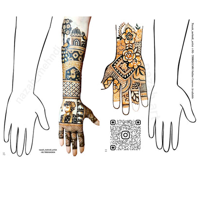 Mehndi Practice Book for Beginners | Reusable Book Buy One Get One Free with Henna powder – 10000x Times Perfect Paperback