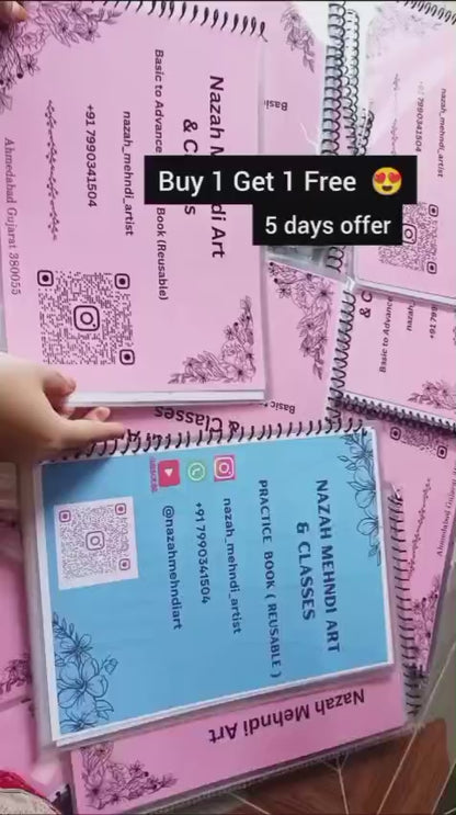 Mehndi Practice Book for Beginners | Reusable Book Buy One Get One Free with Henna powder – 10000x Times Perfect Paperback